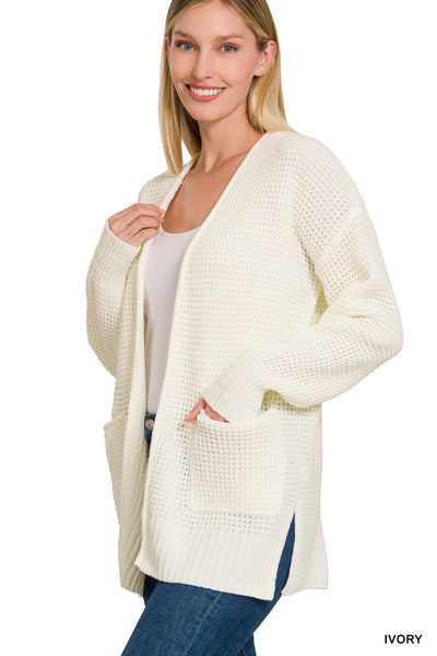 Ivory Waffle Cardigan