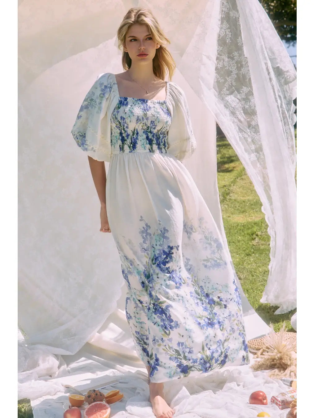 Plus Floral Border Maxi Dress