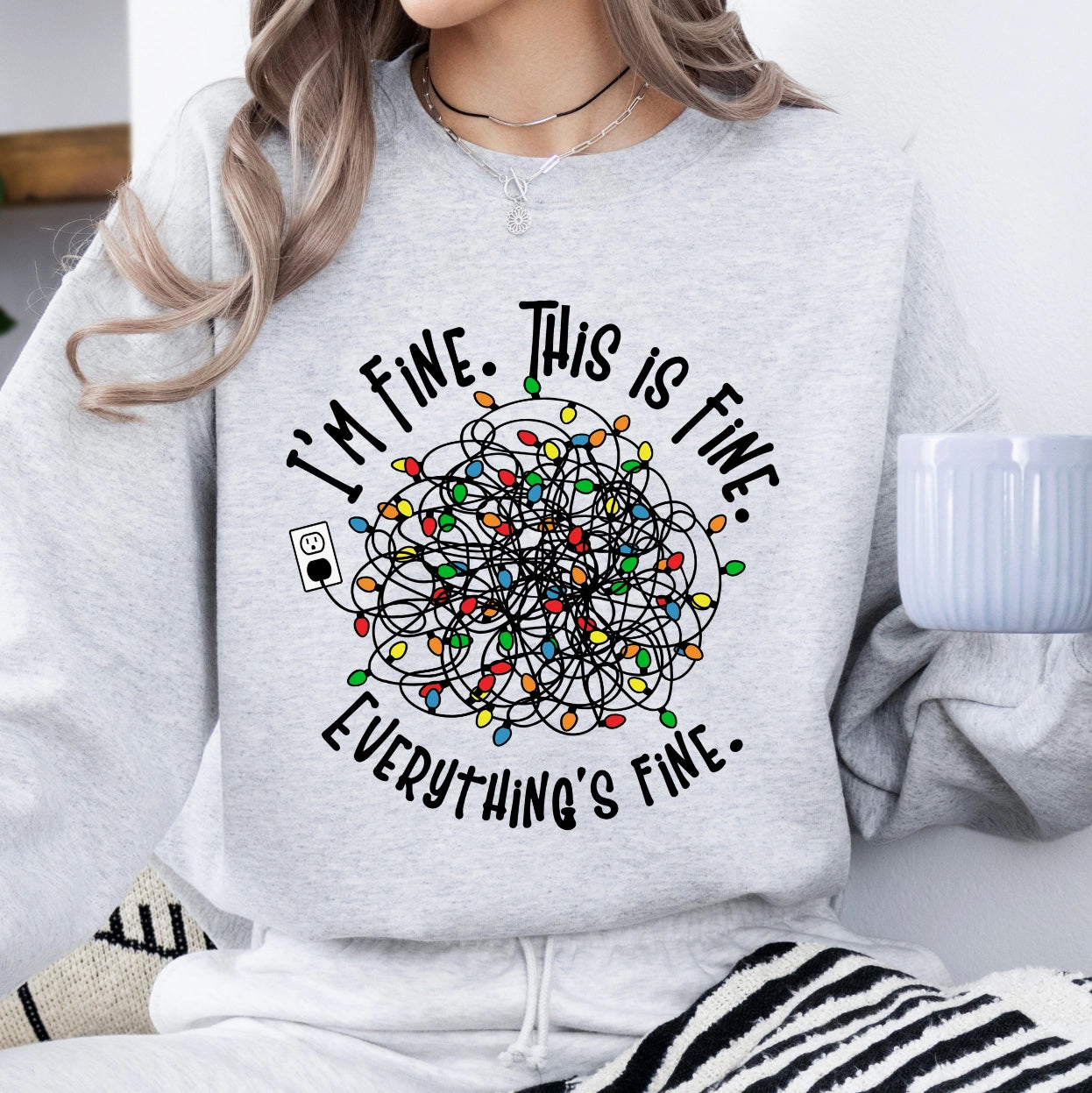 I'm Fine, This is Fine, Everything's Fine - Ash Grey Crew Neck