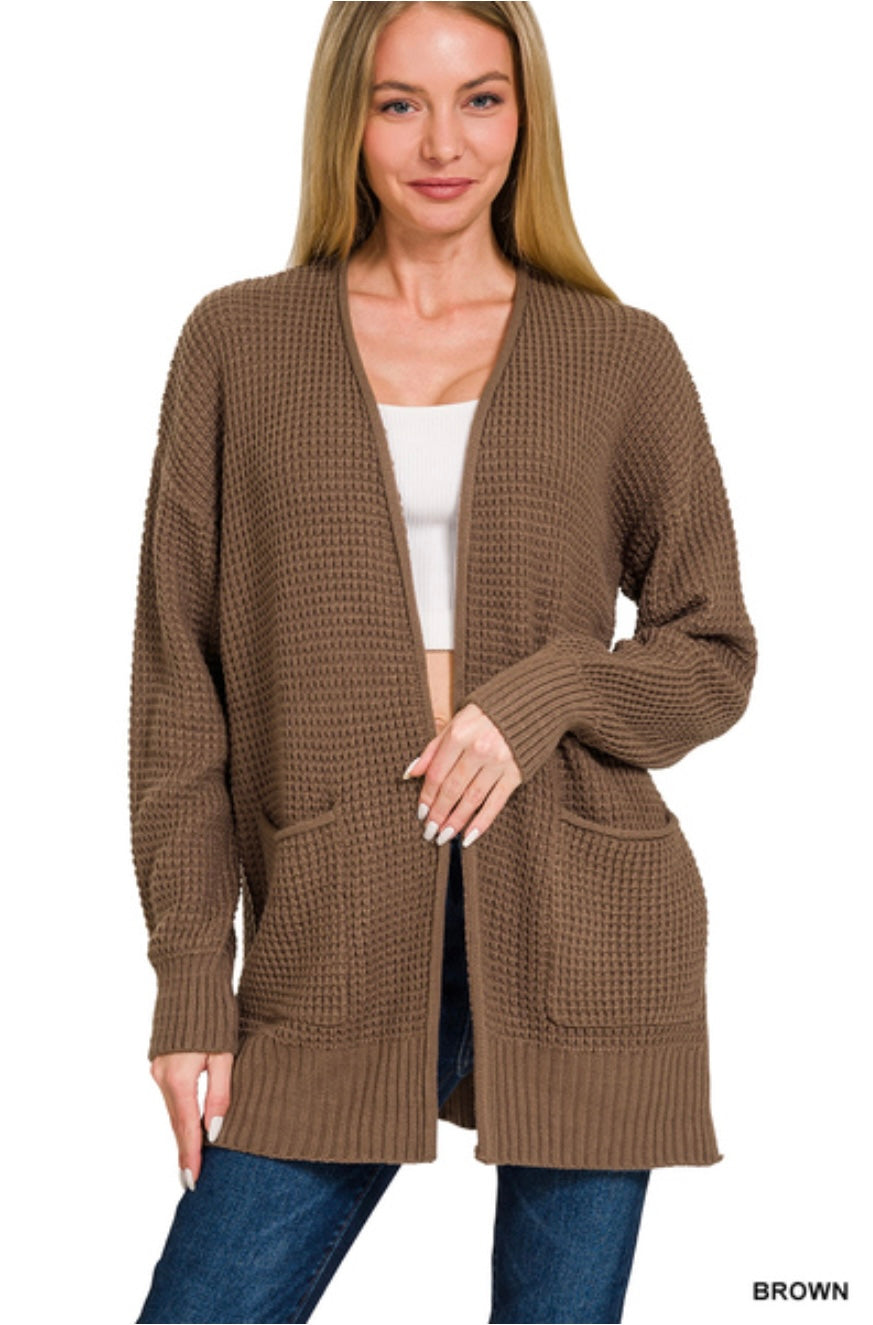 Brown Waffle Cardigan