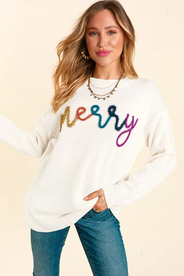 Cream/Ivory Merry Tinsel Sweater