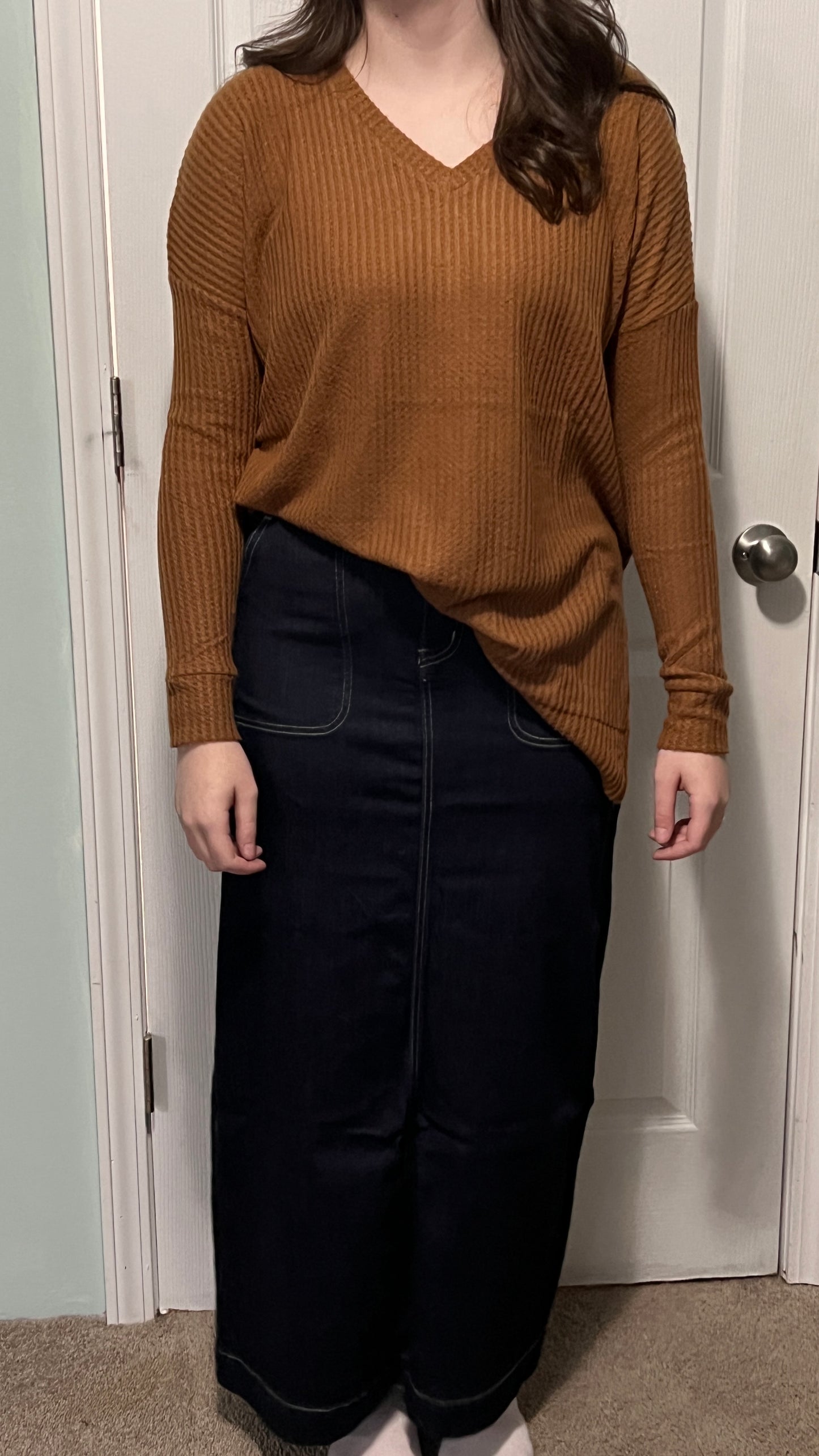 “Esther” dark denim skirt