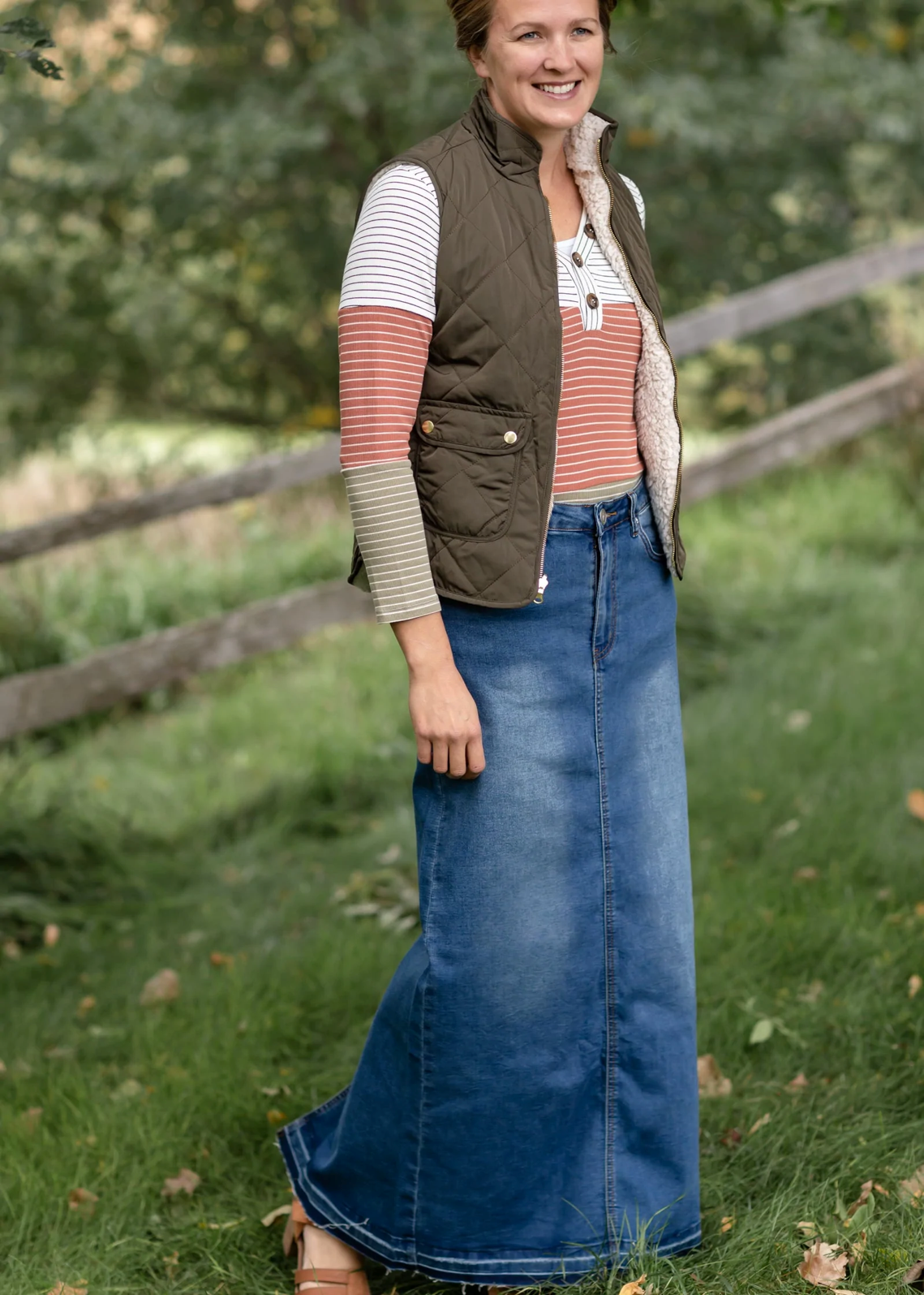 “Cheyenne” long denim skirt