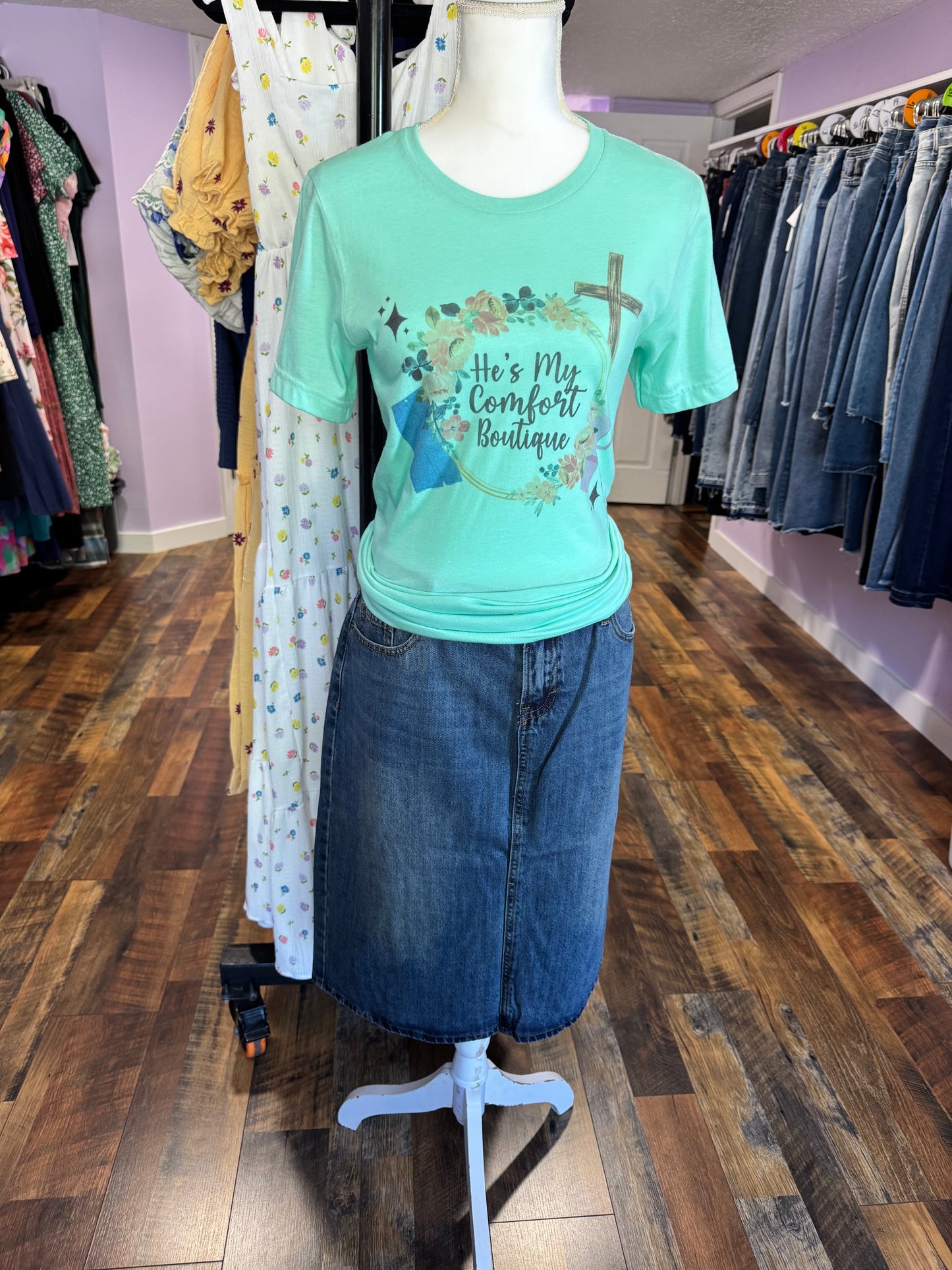 “Elliot” Dark Wash Midi Skirt - 14