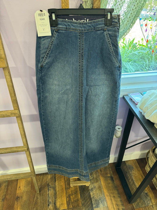 “Sutton” Side Zip A Line Denim Skirt - 0