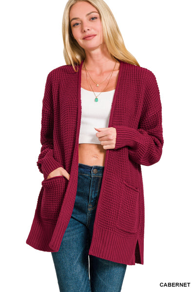 Cabernet Waffle Cardigan