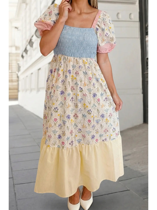 Colorblock Patchwork Maxi Dress