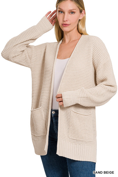 Sand Beige Waffle Cardigan