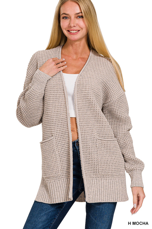 Heather Mocha Waffle Cardigan