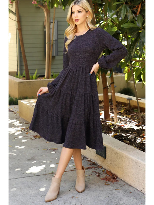 Charcoal Knit Midi Dress