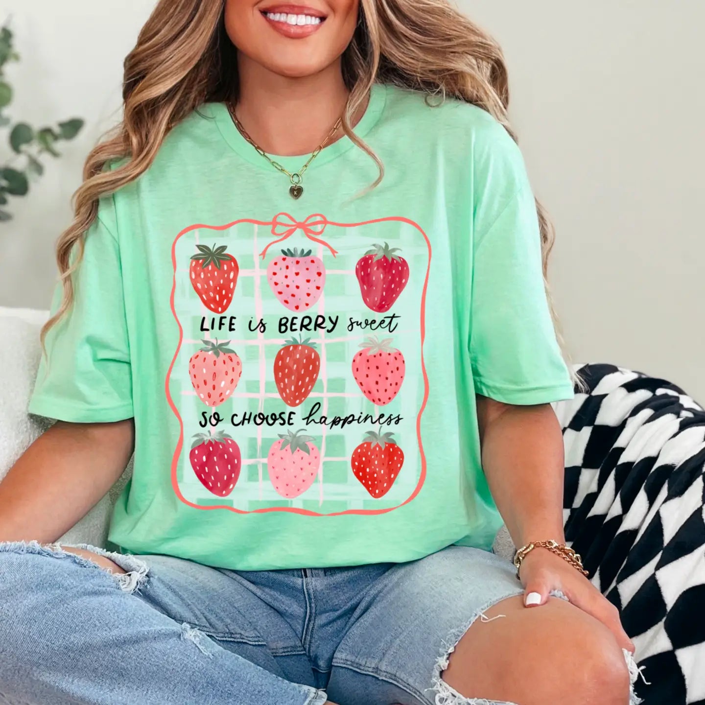 Life is Berry Sweet Tee - Mint