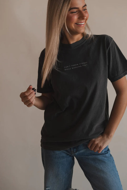 "Can't Throw Stones While Washing Feet" Charcoal Tee