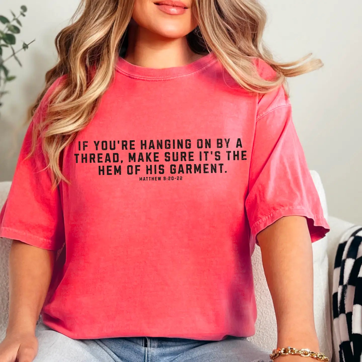 Hanging By A Thread Tee - Watermelon