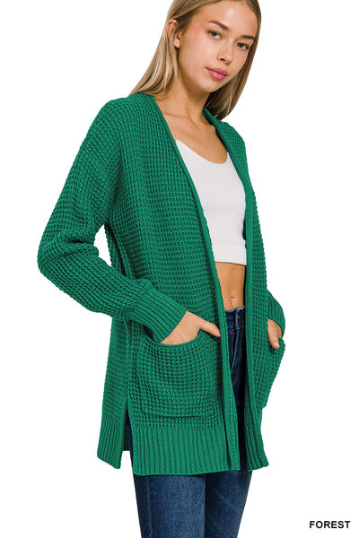 Forest Green Waffle Cardigan