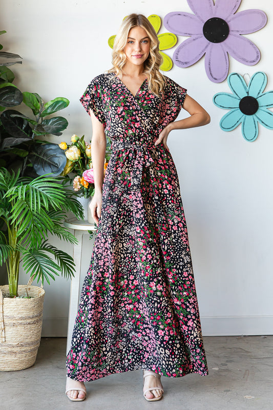 Black & Pink Floral Plus Size Maxi