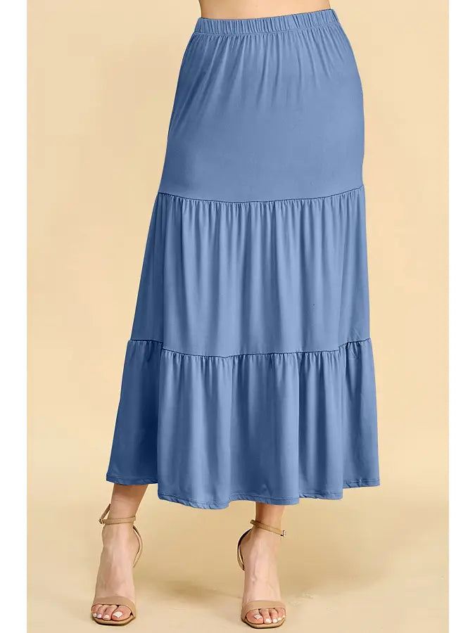 Haze Blue Mid Length Maxi Skirt
