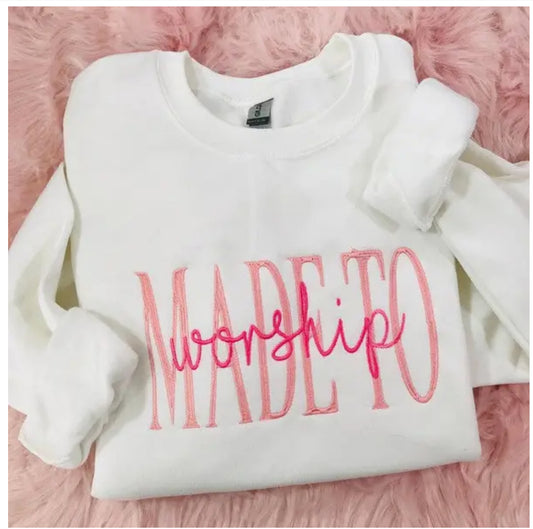 Made To Worship Embroidered Crewneck - Ash Grey
