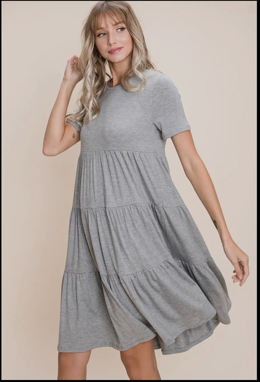 Gray Tiered Midi Dress