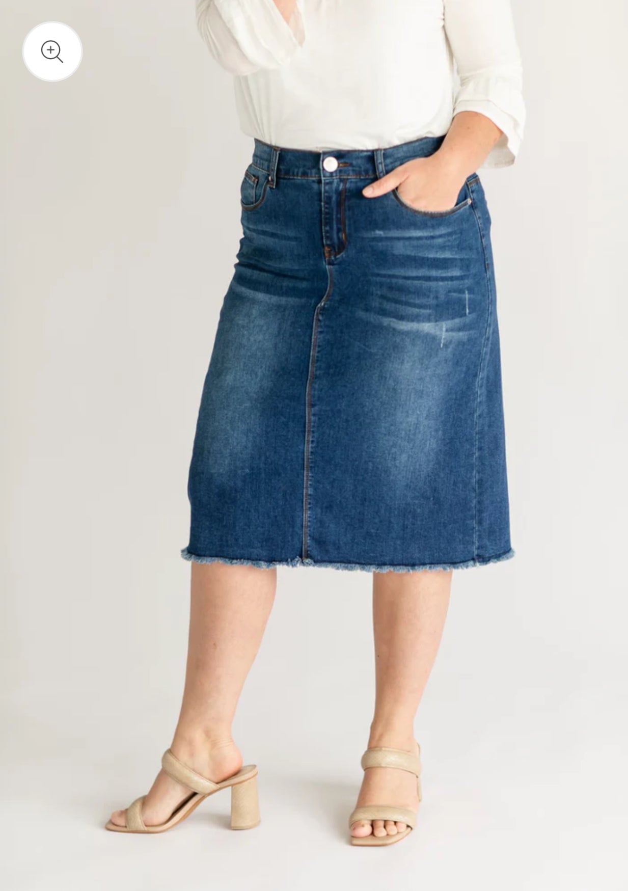 “Eva” Raw Hem Midi Skirt
