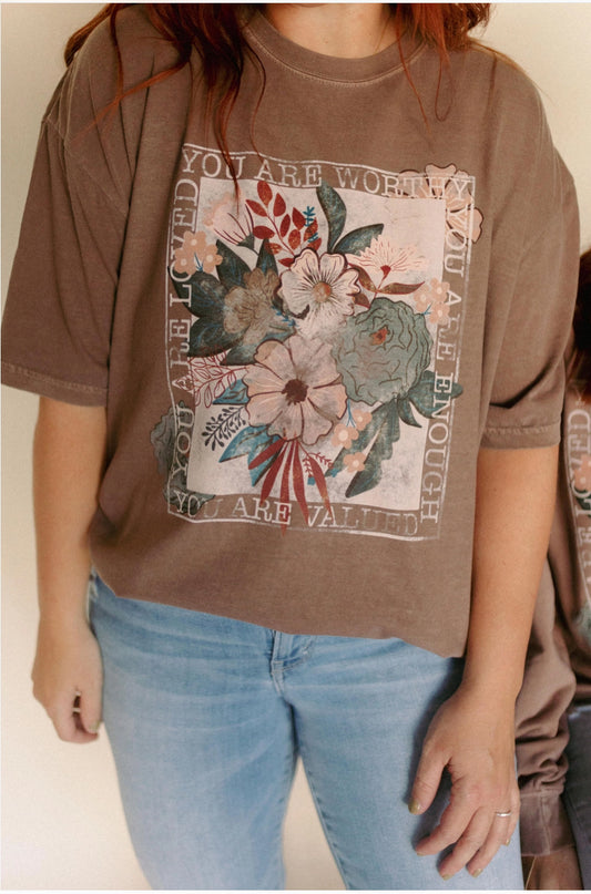 You Are Worthy Tee - Brown