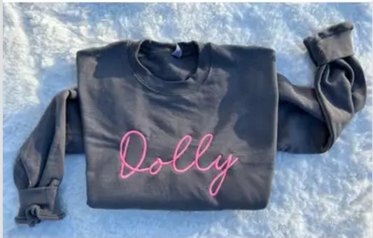 Embroidered Dolly Sweatshirt - Charcoal