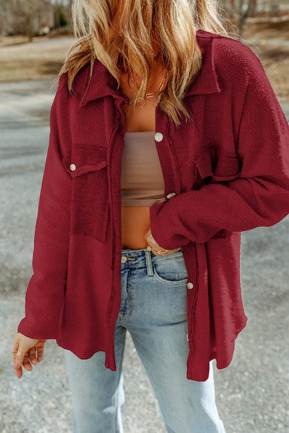 Bright Red Oversized Shacket