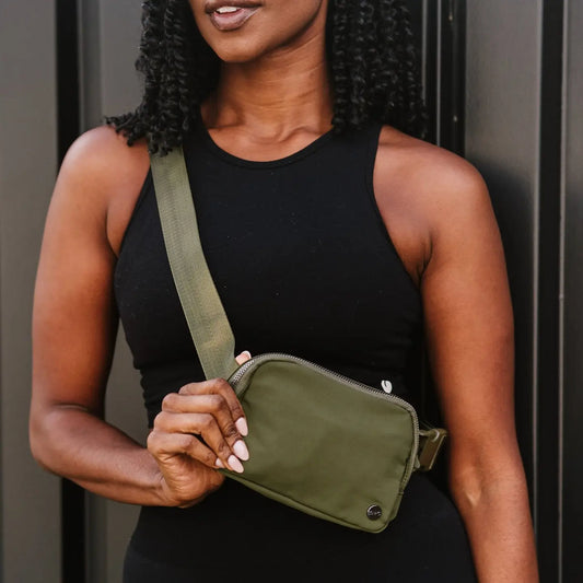 “Madison” Crossbody Belt Bag - Army Green
