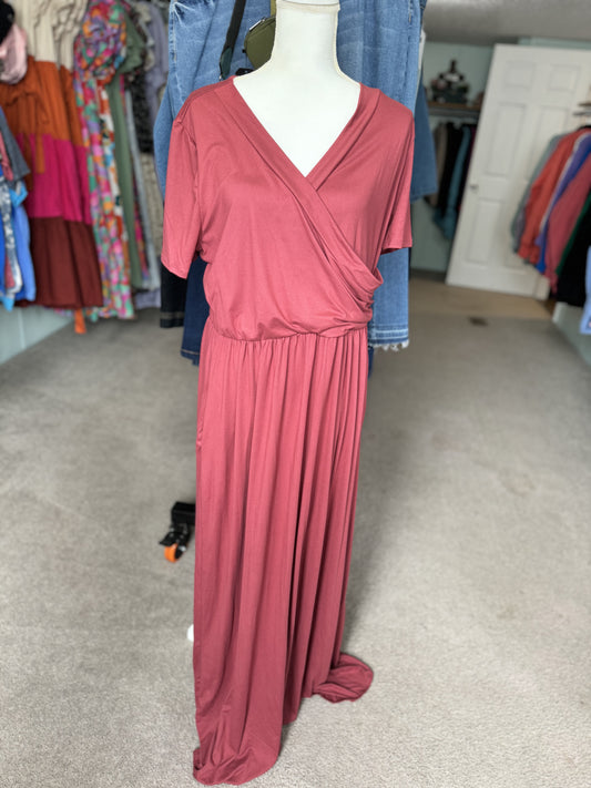 Plus Dark Mauve Wrap Maxi Dress