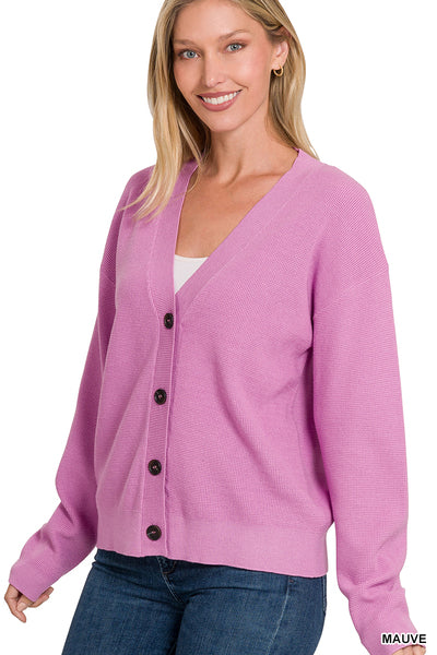Mauve Button Cardigan