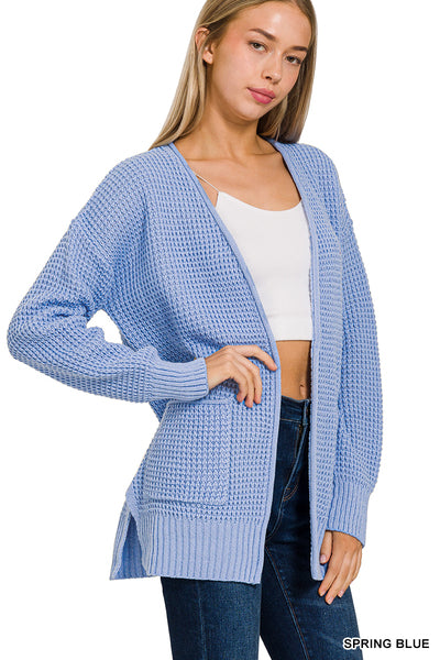 Spring Blue Waffle Cardigan