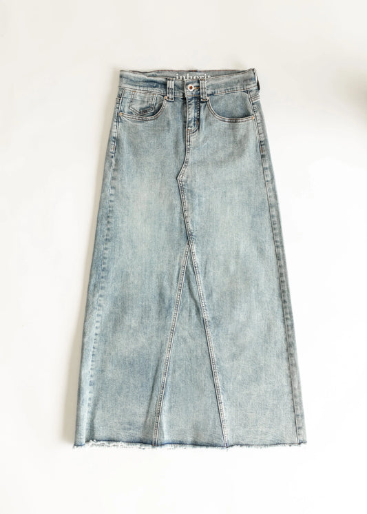 "Piper" A-line long denim skirt