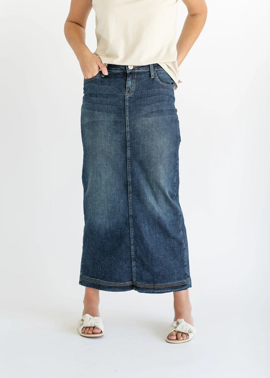 "Bria" Long Denim Skirt - 10