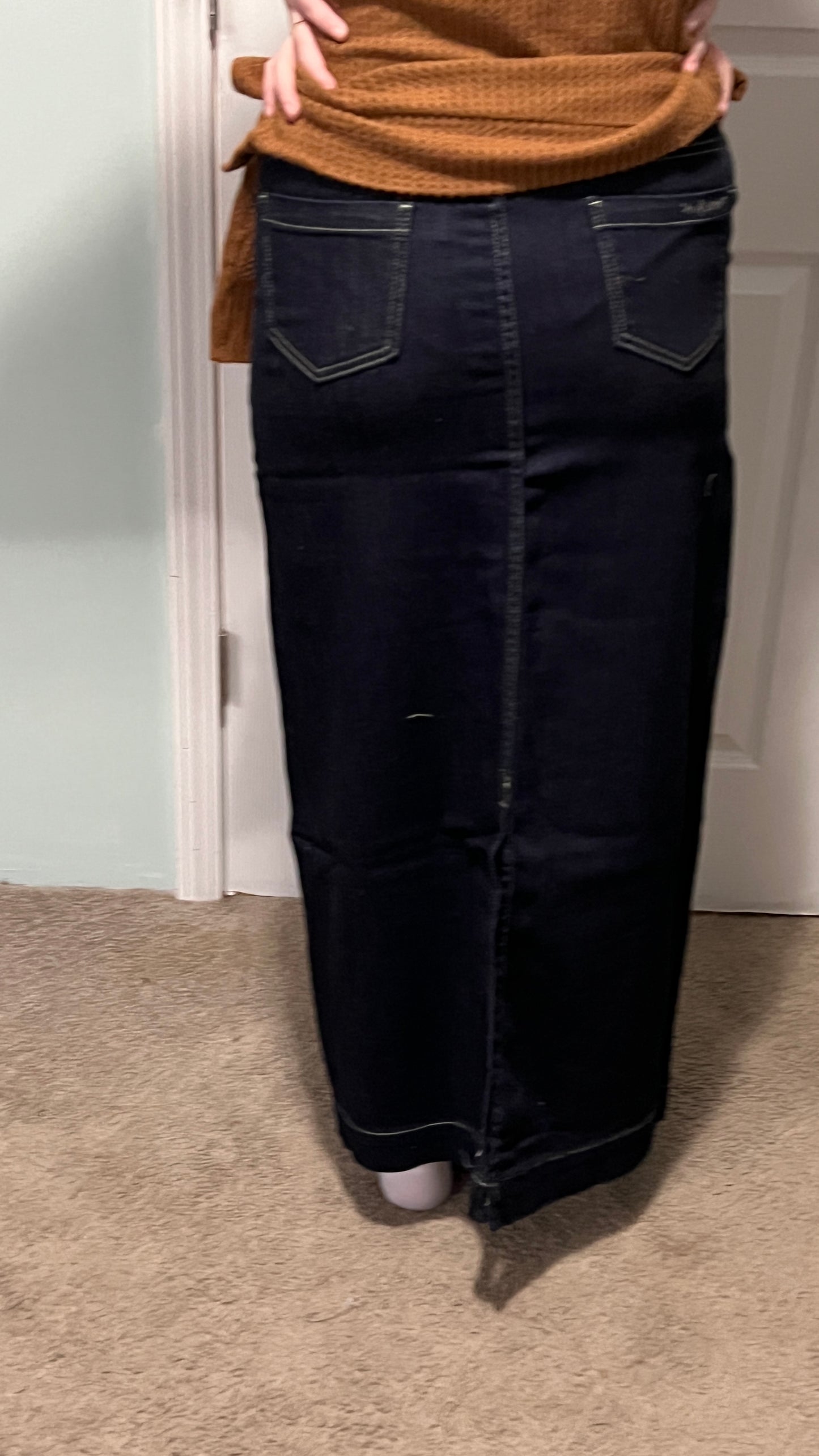 “Esther” dark denim skirt