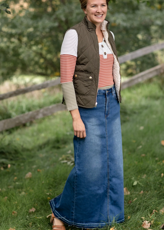 “Cheyenne” long denim skirt